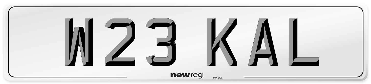 W23 KAL Front Number Plate