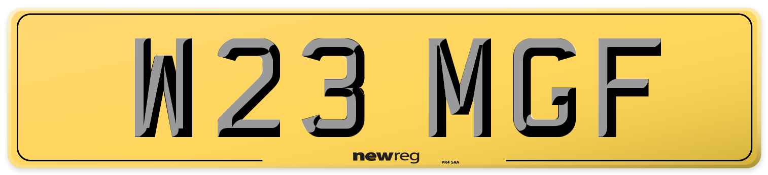 W23 MGF Rear Number Plate