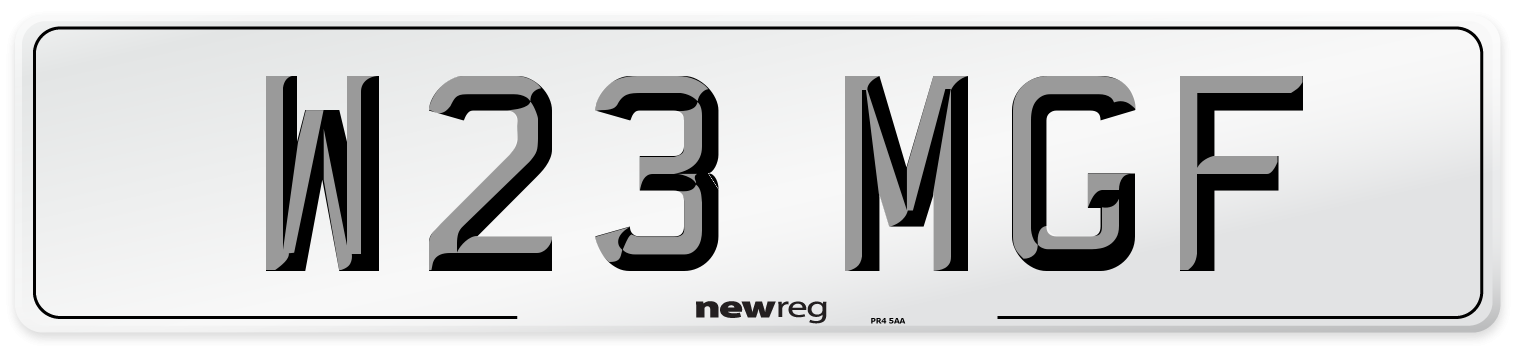 W23 MGF Front Number Plate