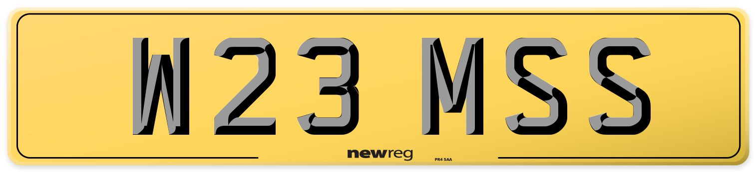 W23 MSS Rear Number Plate