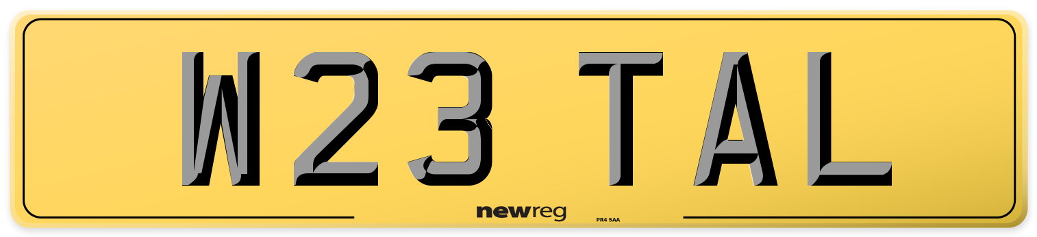 W23 TAL Rear Number Plate