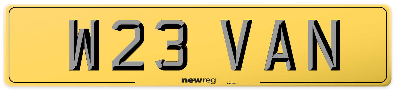 W23 VAN Rear Number Plate