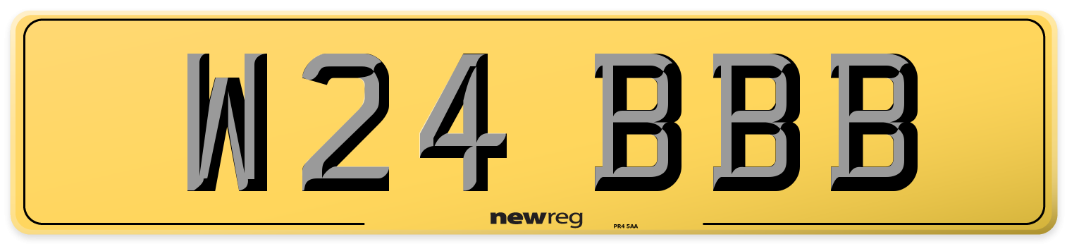 W24 BBB Rear Number Plate