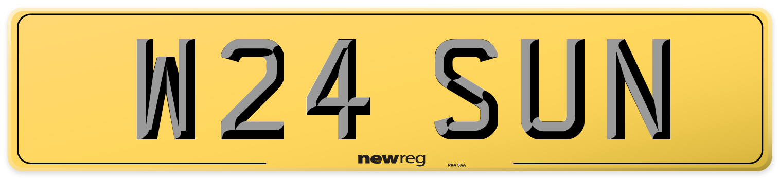 W24 SUN Rear Number Plate