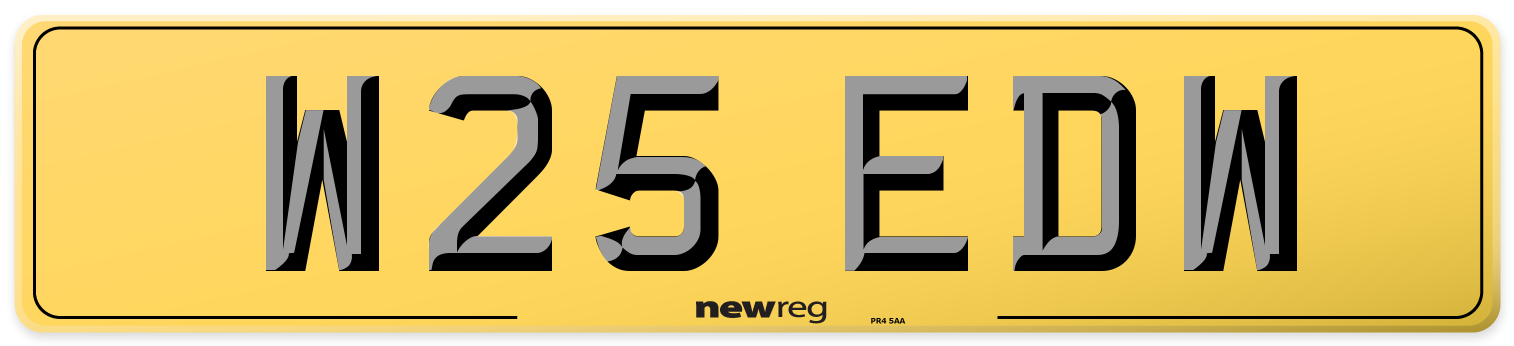 W25 EDW Rear Number Plate