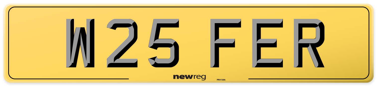 W25 FER Rear Number Plate