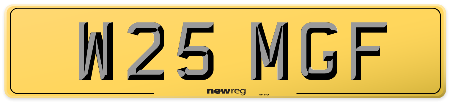 W25 MGF Rear Number Plate