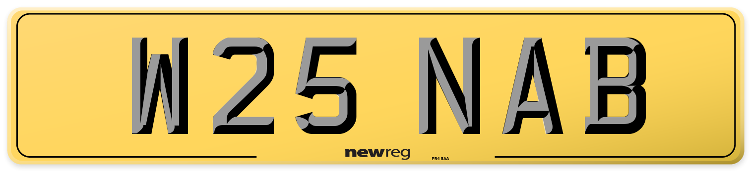 W25 NAB Rear Number Plate