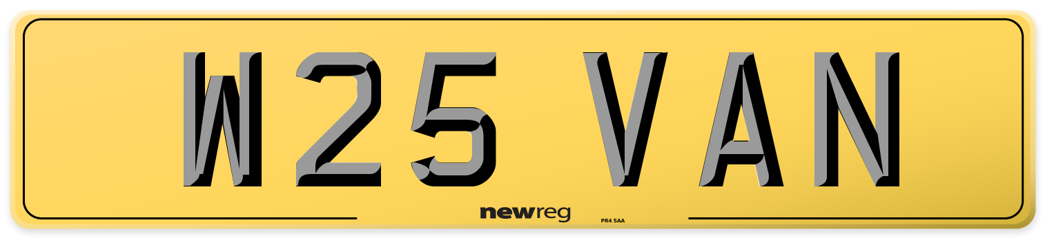 W25 VAN Rear Number Plate