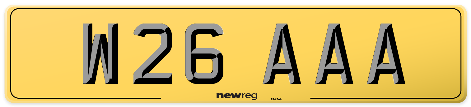 W26 AAA Rear Number Plate