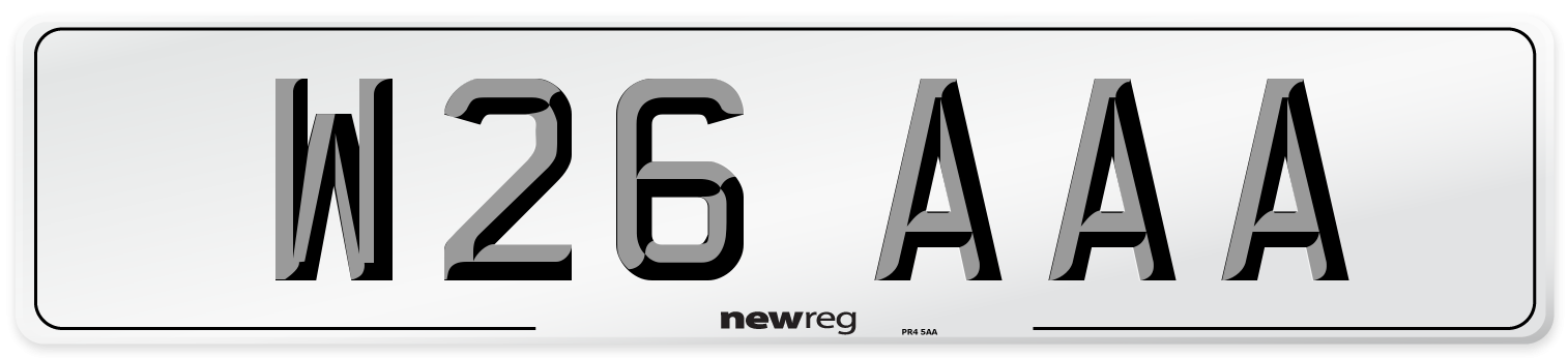 W26 AAA Front Number Plate