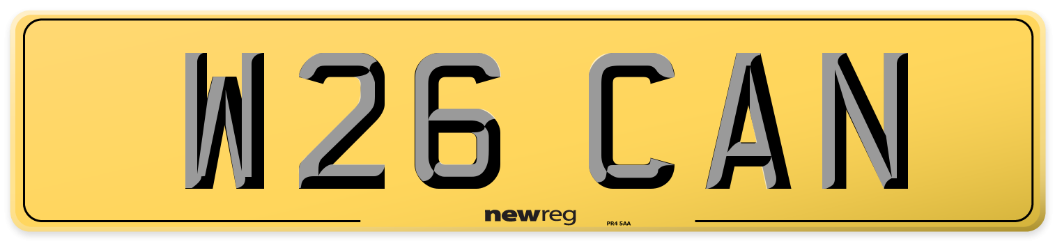 W26 CAN Rear Number Plate