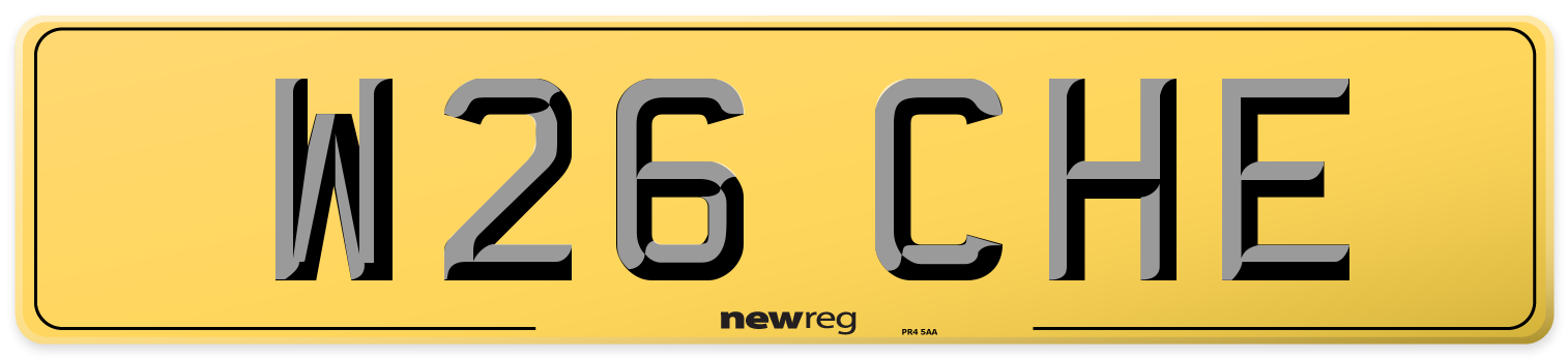 W26 CHE Rear Number Plate