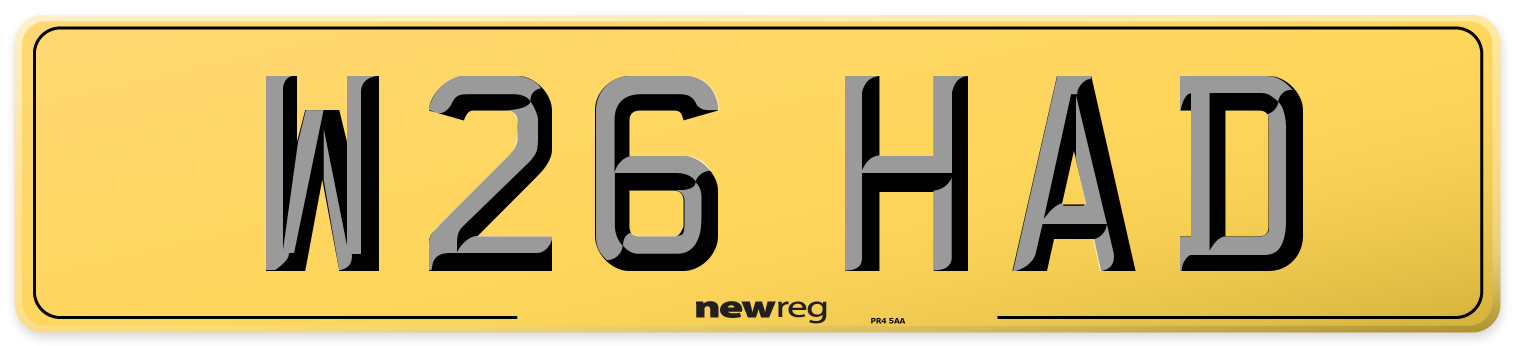 W26 HAD Rear Number Plate