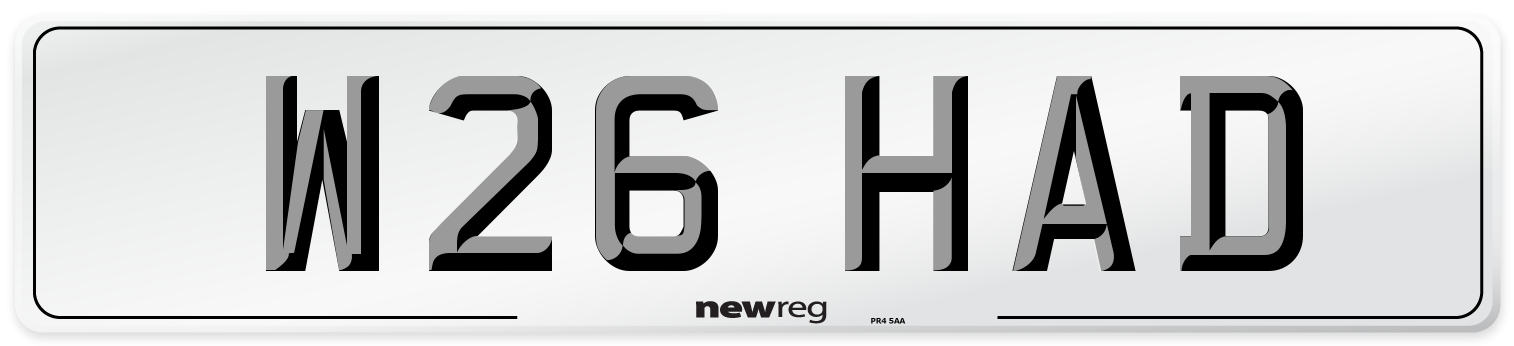 W26 HAD Front Number Plate