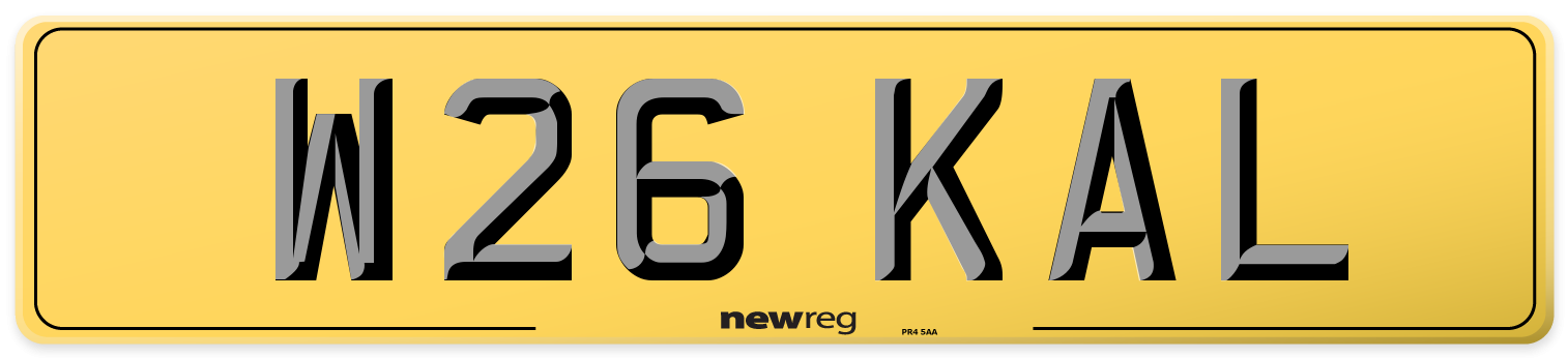 W26 KAL Rear Number Plate