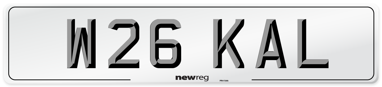 W26 KAL Front Number Plate