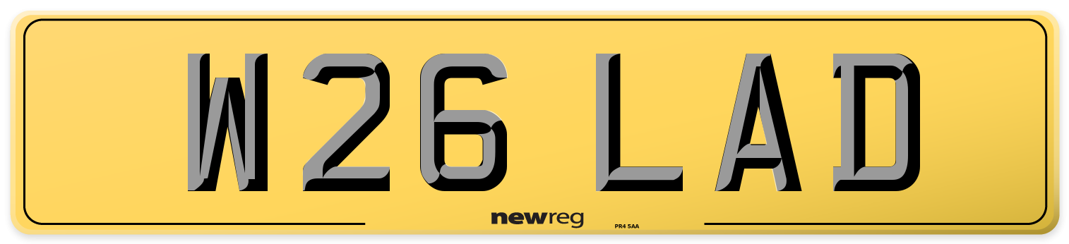 W26 LAD Rear Number Plate