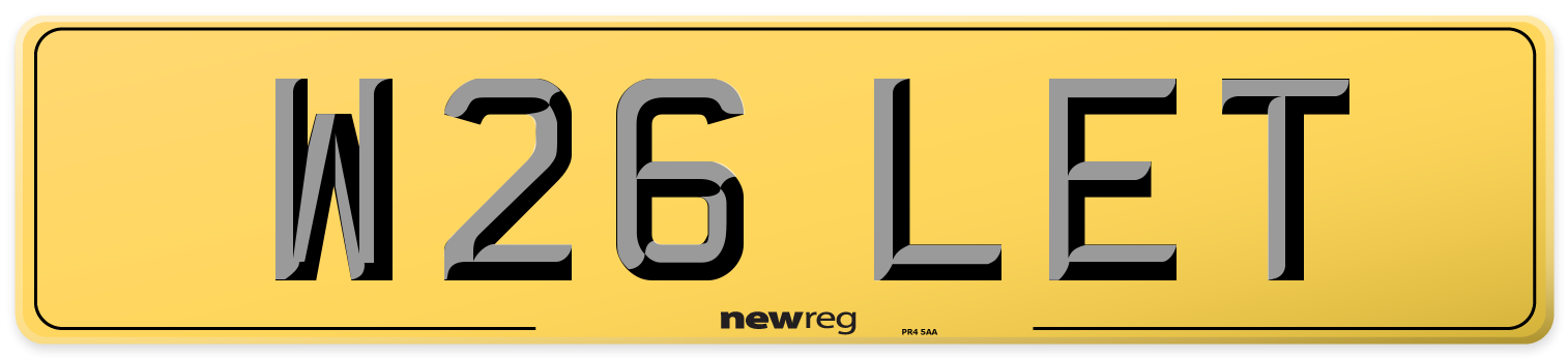 W26 LET Rear Number Plate
