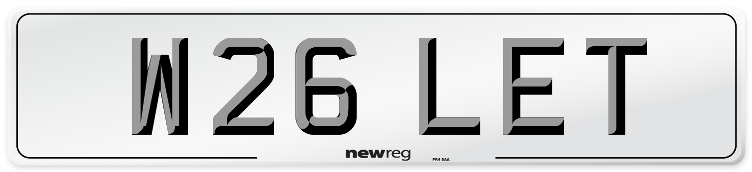 W26 LET Front Number Plate