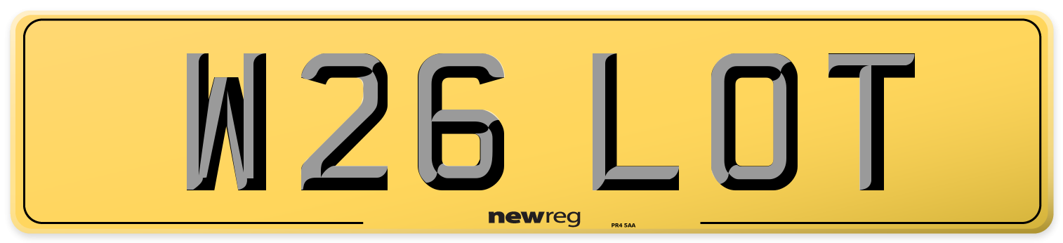W26 LOT Rear Number Plate
