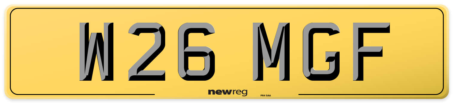 W26 MGF Rear Number Plate