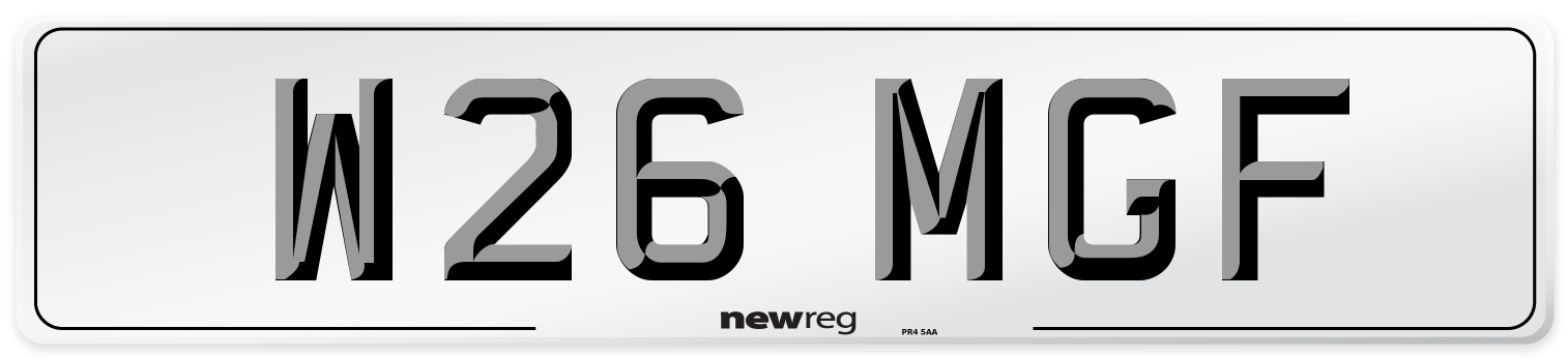 W26 MGF Front Number Plate