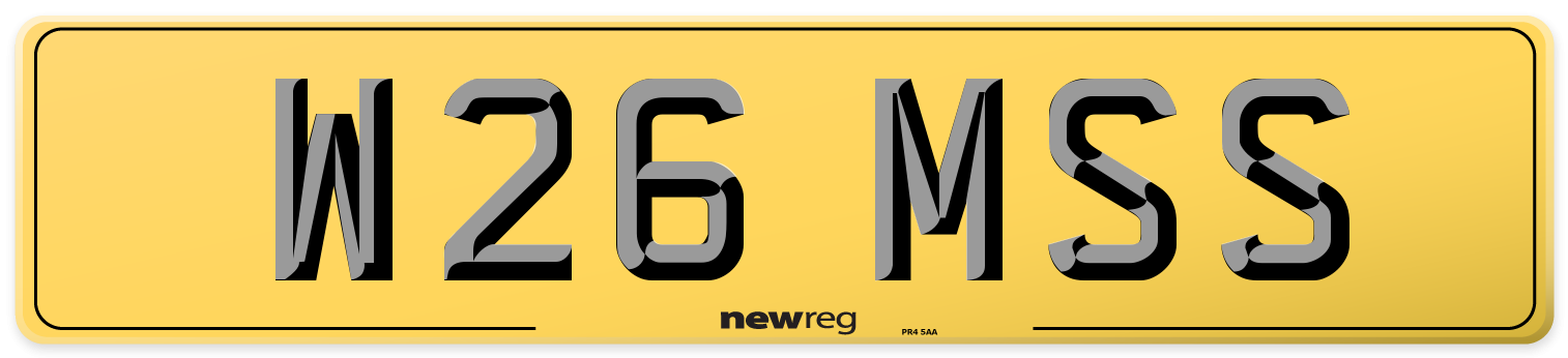 W26 MSS Rear Number Plate