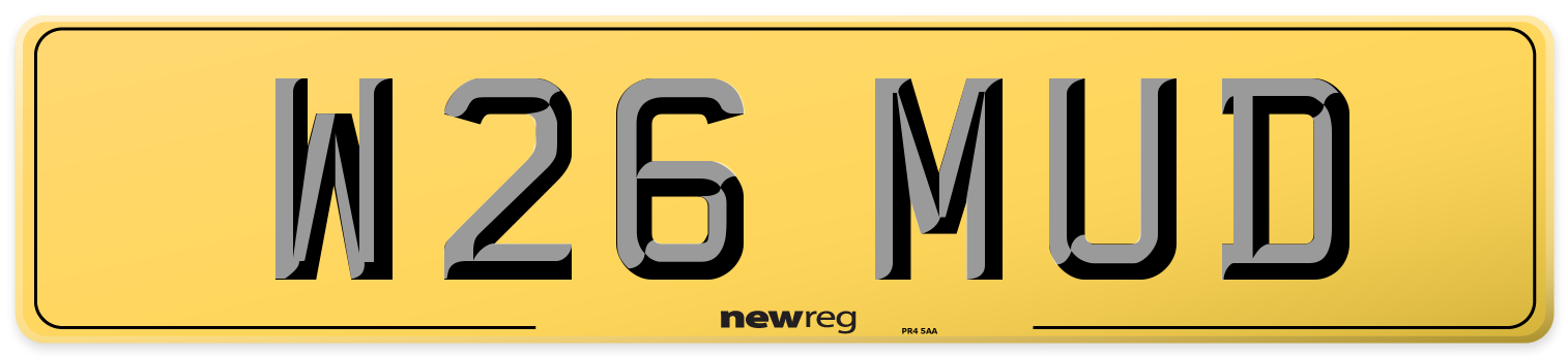 W26 MUD Rear Number Plate