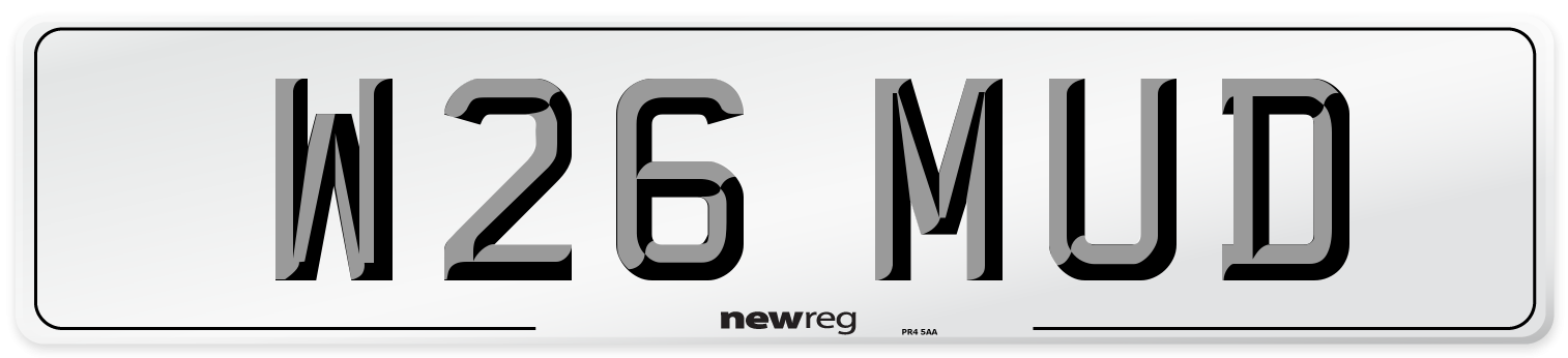 W26 MUD Front Number Plate