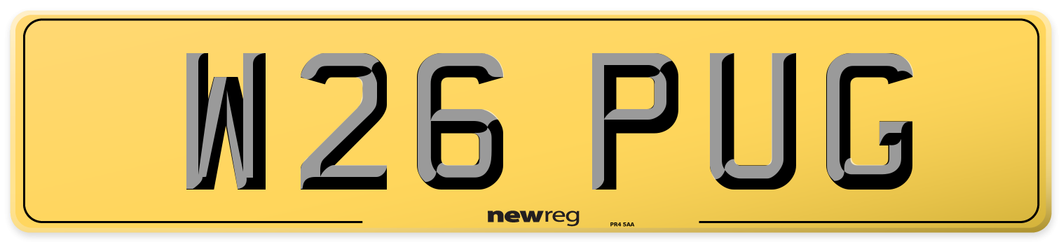 W26 PUG Rear Number Plate