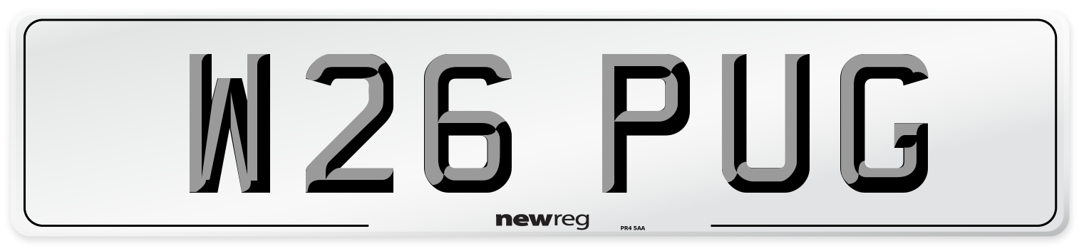 W26 PUG Front Number Plate