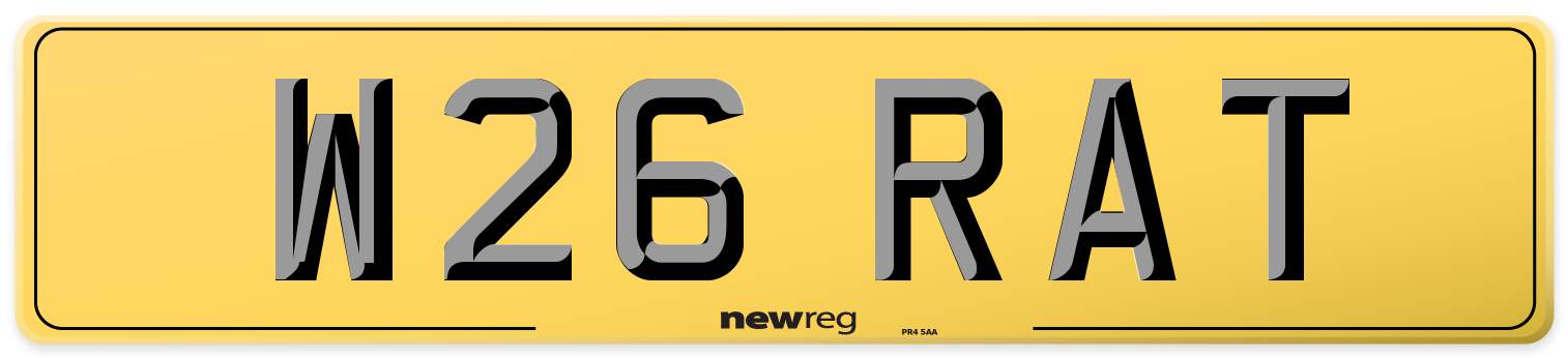W26 RAT Rear Number Plate