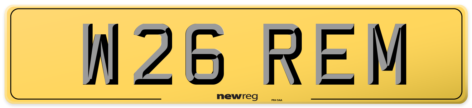 W26 REM Rear Number Plate