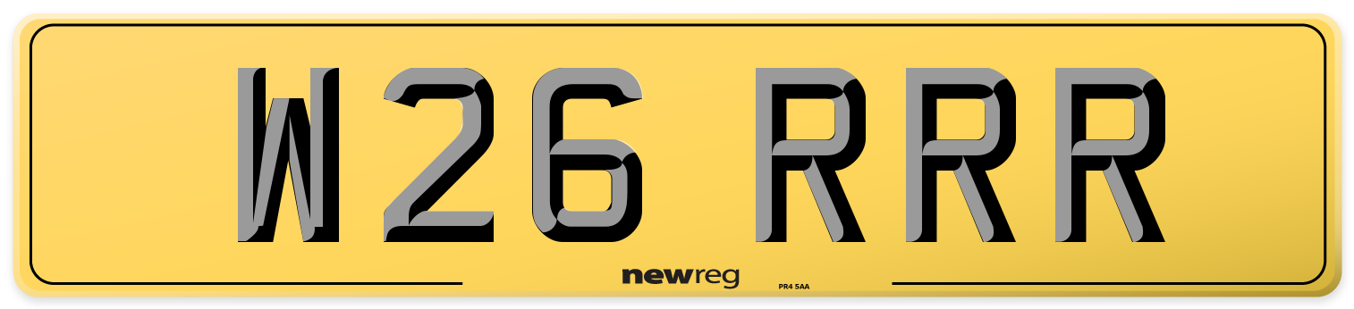 W26 RRR Rear Number Plate