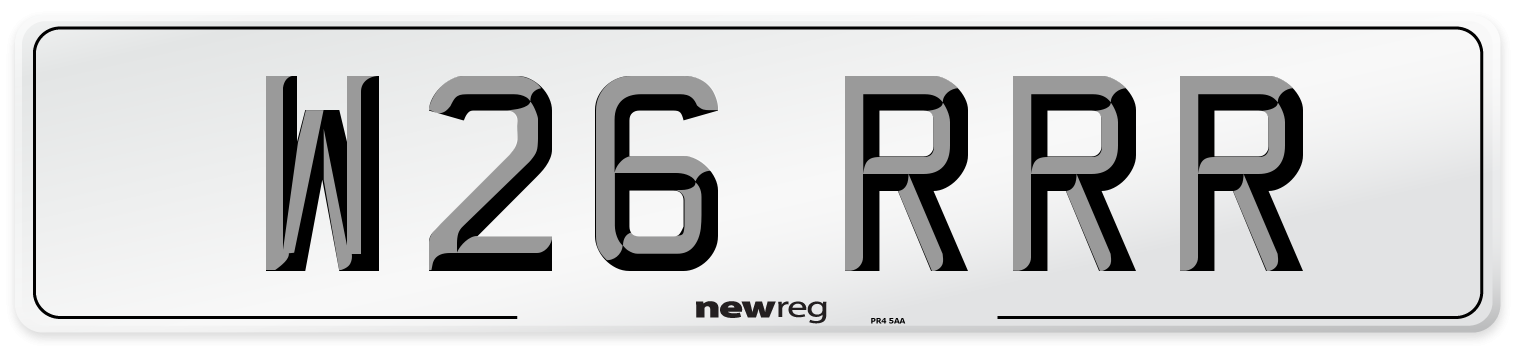 W26 RRR Front Number Plate