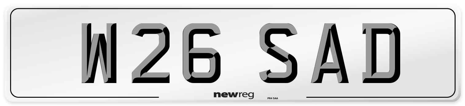 W26 SAD Front Number Plate