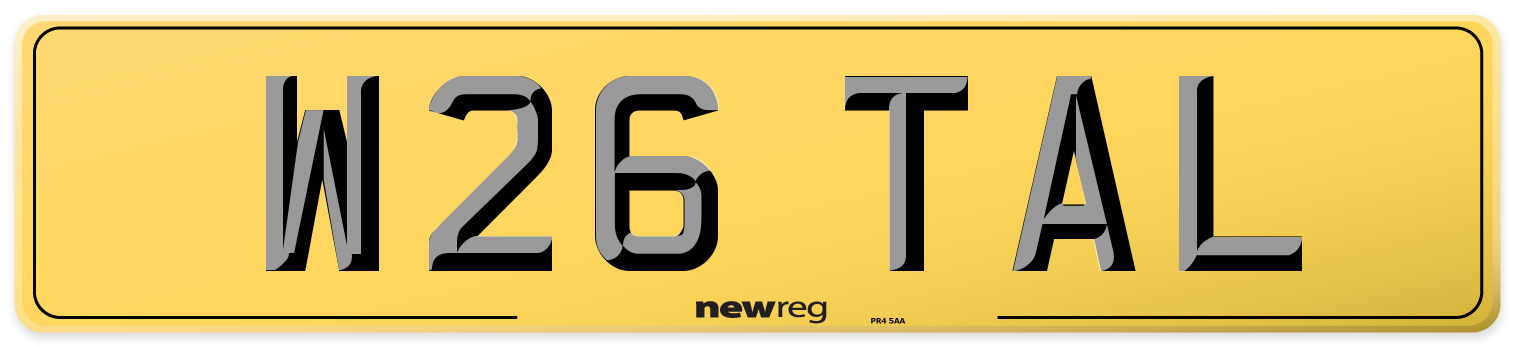 W26 TAL Rear Number Plate