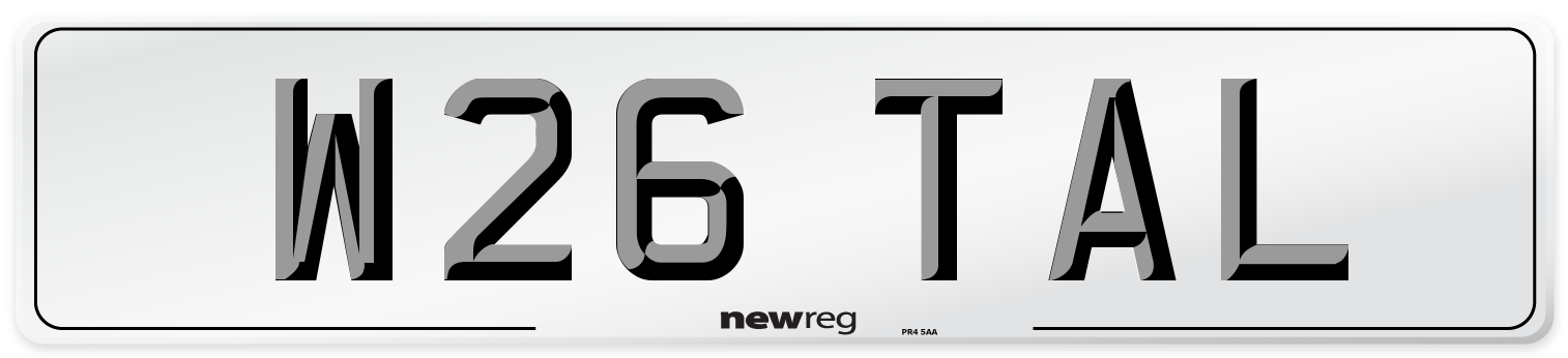 W26 TAL Front Number Plate