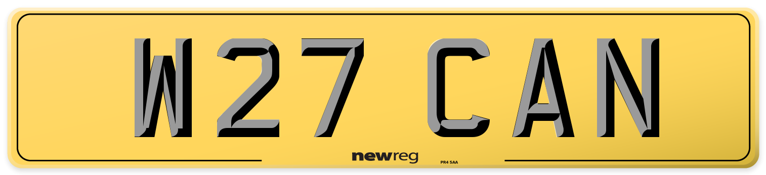 W27 CAN Rear Number Plate