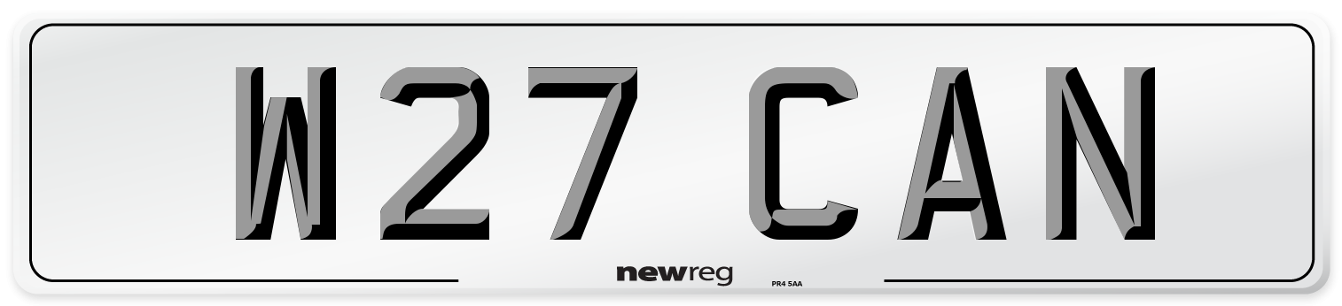 W27 CAN Front Number Plate