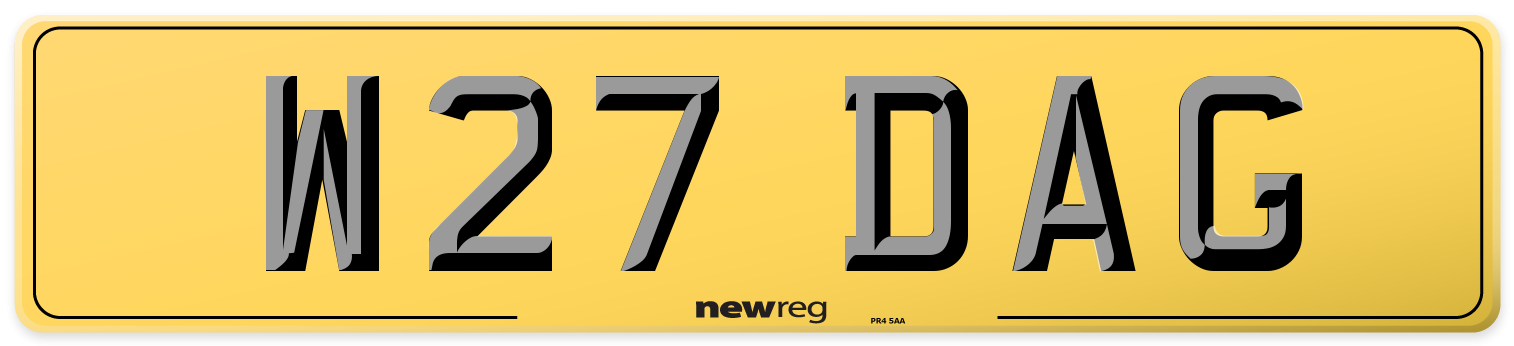 W27 DAG Rear Number Plate