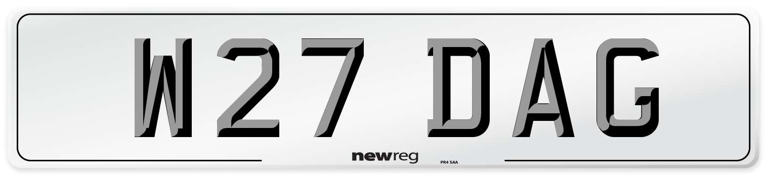 W27 DAG Front Number Plate