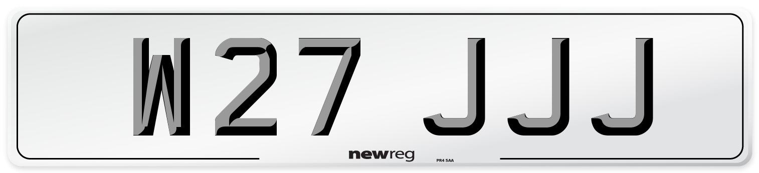 W27 JJJ Front Number Plate