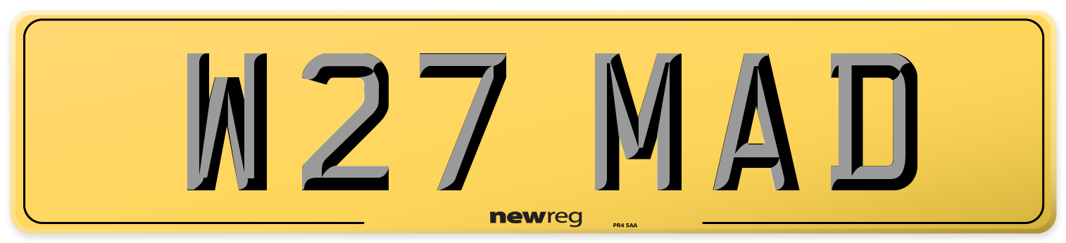 W27 MAD Rear Number Plate