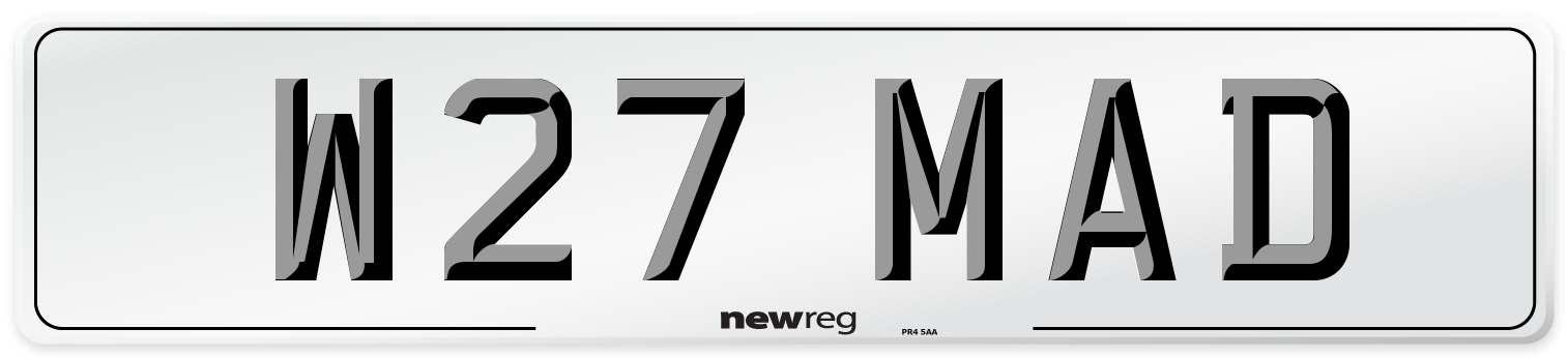 W27 MAD Front Number Plate
