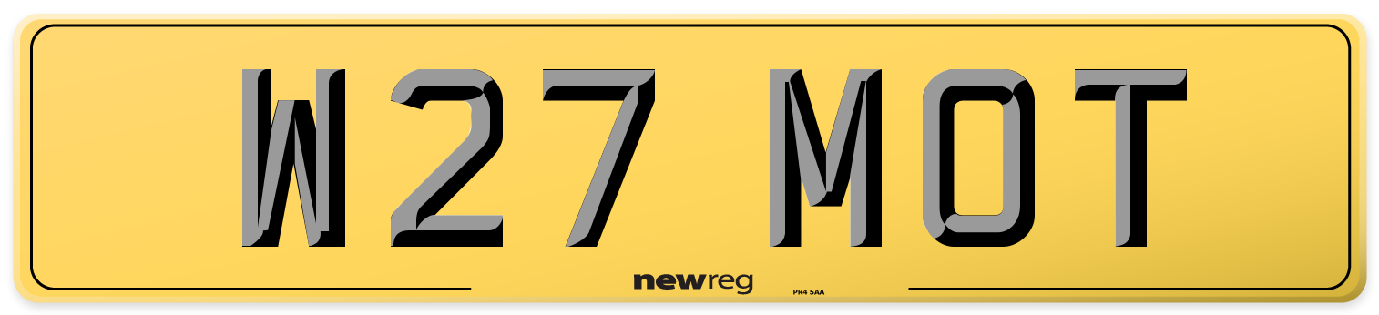 W27 MOT Rear Number Plate