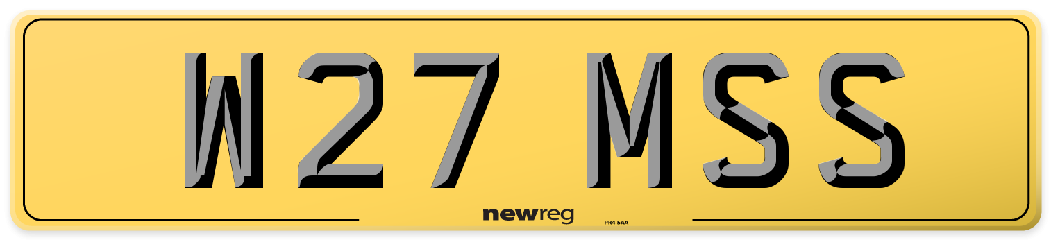 W27 MSS Rear Number Plate