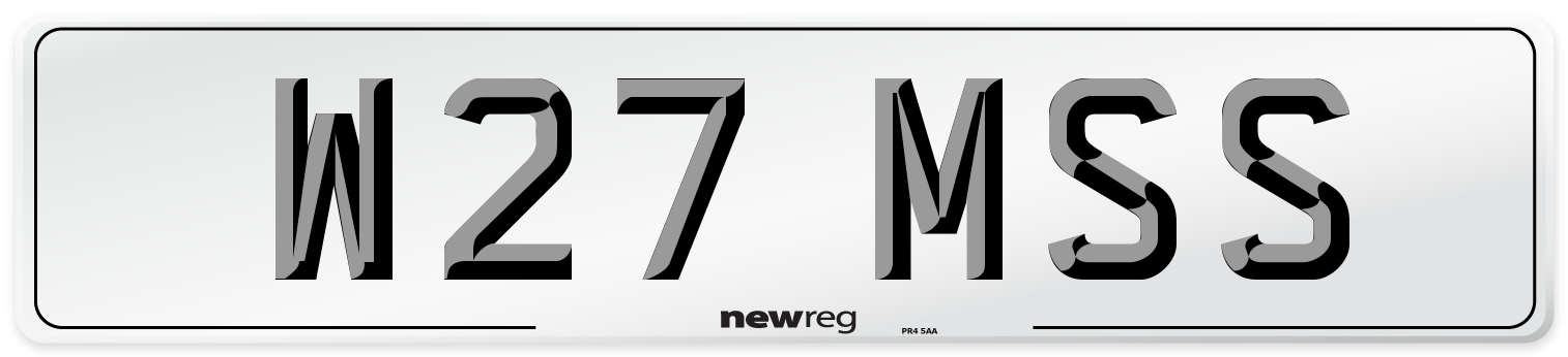W27 MSS Front Number Plate