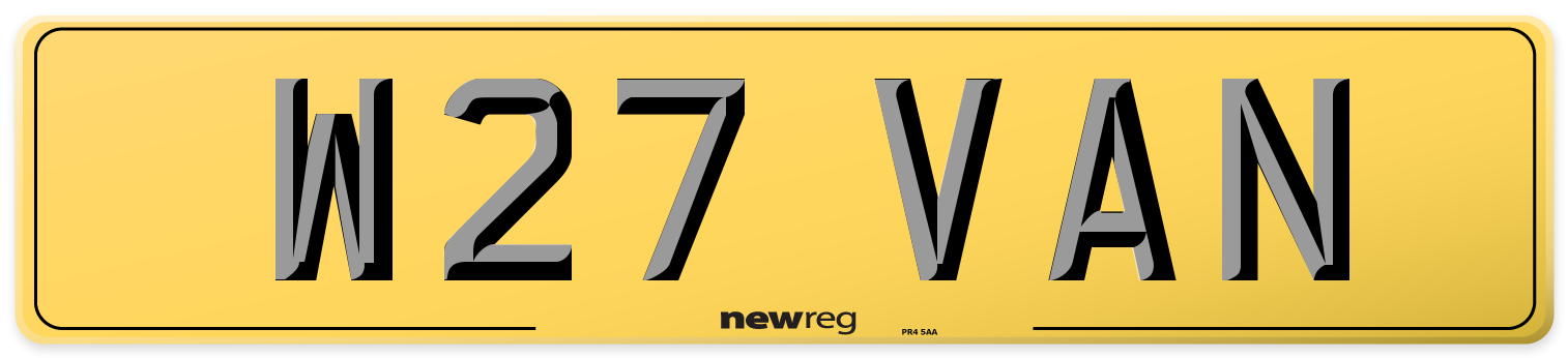 W27 VAN Rear Number Plate